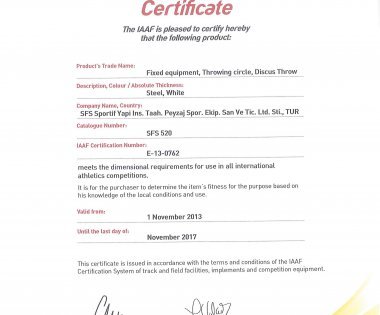 IAAF Sertifikalarımız