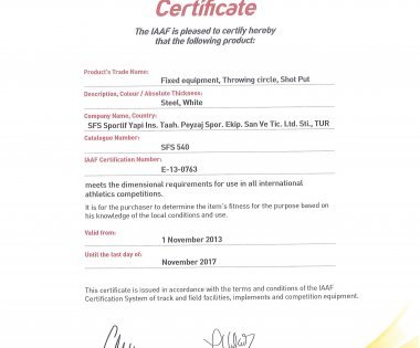IAAF Sertifikalarımız