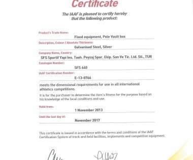 IAAF Sertifikalarımız